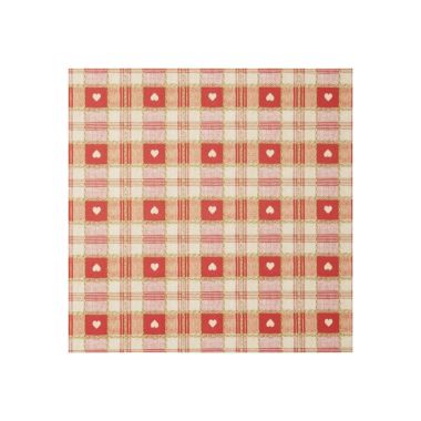 Red Yellow Heart Check 20 Metre Roll PVC Vinyl Tablecloth Roll