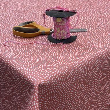 Burnt Orange Spiro Oilcloth Tableclothj