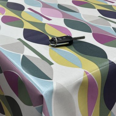 Abstract Ovals Pastel Oilcloth Wipe Clean Tablecloth