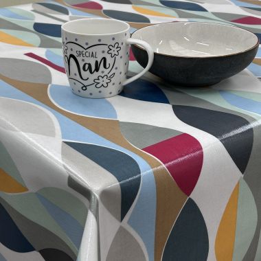 Abstract Ovals Tutti Frutti Oilcloth Wipe Clean Tablecloth