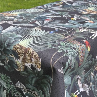 Royal Palm Charcoal Outdoor/Indoor Water Repellent Tablecloth 144cm Wide
