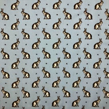 Powder Blue Rabbits Crafting Quilting Cotton Fabric 