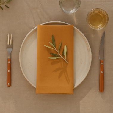 Plain Mustard Gold 100% Fabric Napkin Set
