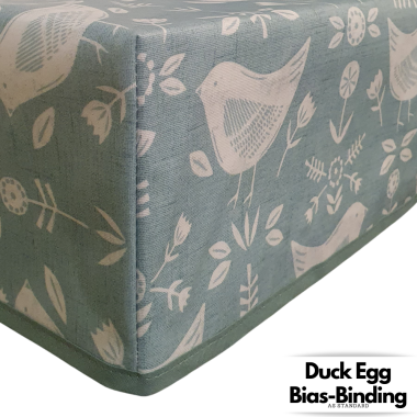 Narvik Duck Egg Birds Scandinavian Matt Finish Oilcloth WITH BOXED CORNERS & BIAS-BINDING Wipe Clean Tablecloth