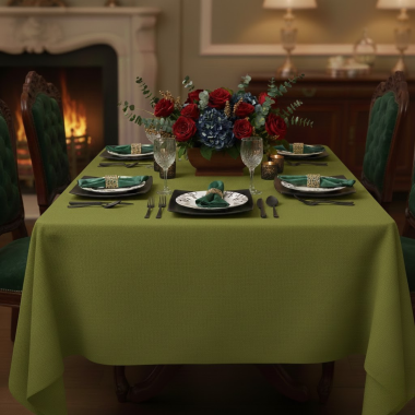 {Plain Red Cotton Blend Extra Wide Tablecloth