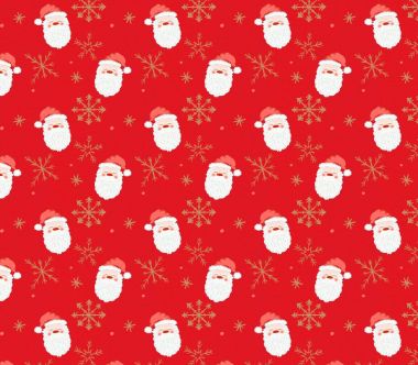 Red Christmas Happy Santa and Snowflake Oilcloth Wipe Clean Festive Tablecloth