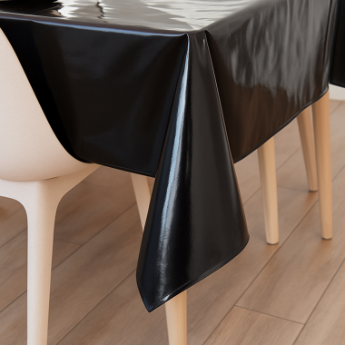 Plain Black PVC Vinyl Wipe Clean Tablecloth
