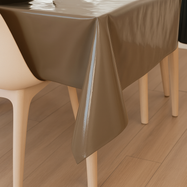 Plain Taupe 20 Metre Roll PVC Vinyl Tablecloth Roll