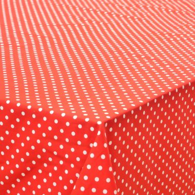 Red Polka Dot 100% Cotton Fabric Tablecloth