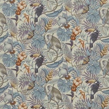 Rainforest Henna Tropical Toucans and Monkeys 100% Cotton Curtain and Upholstery Fabric