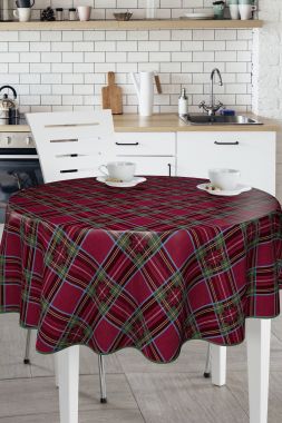 Red and Green Festive Christmas Tartan Check PVC Vinyl Wipe Clean Tablecloth