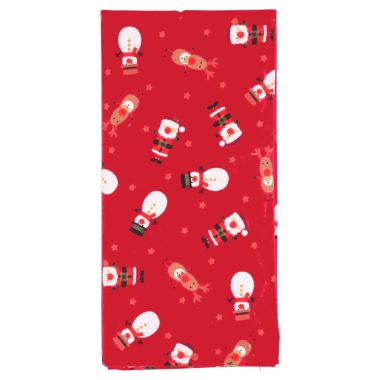 Red Santa Snowmen & Reindeer 100% Cotton Fabric Napkin