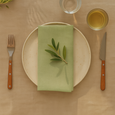 Plain Sage Green 100% Cotton Fabric Napkin Set
