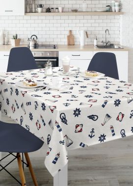 Seaside Anchors and Boats PVC Vinyl Wipe Clean Tablecloth