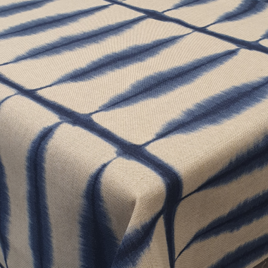 Shibori Indigo/Linen Scion Oilcloth Tablecloth Matte Finish