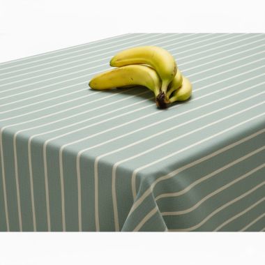 Duck Egg and White Stripes Matte Finish Wipe Clean Oilcloth Tablecloth