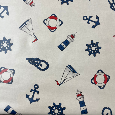Seaside Anchors and Boats PVC Vinyl Wipe Clean Tablecloth