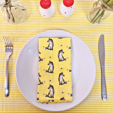 Sunshine Yellow Thin Stripe 100% Cotton Lightweight Fabric Tablecloth
