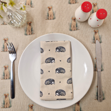 Yellow Labradors Linen Effect Fabric Tablecloth