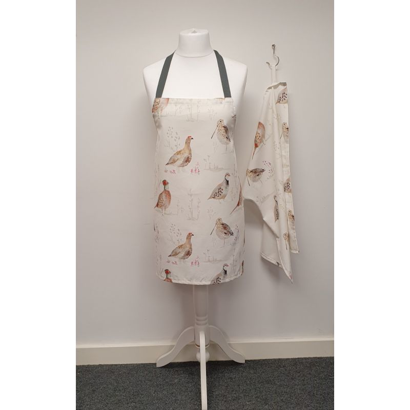 Natural Game Birds Apron and Optional Tea Towel Gift Set