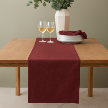 Plain Damson 100% Cotton Fabric Table Runner
