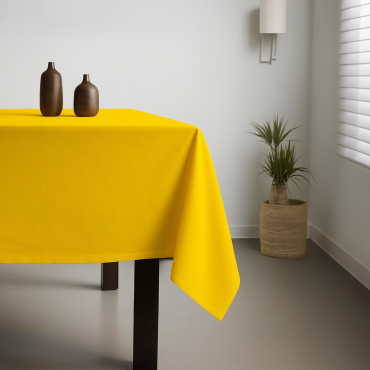 100% Cotton Plain Sunshine Yellow Lightweight Fabric Tablecloth