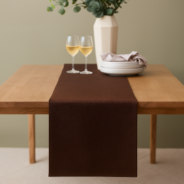 Plain Brown 100% Cotton Fabric Table Runner