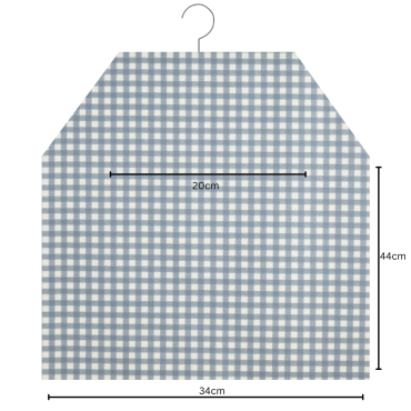 Denim Blue Traditional Gingham Floral Matte Oilcloth Peg Bag 
