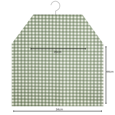 Olive Green Traditional Gingham Floral Matte Oilcloth Peg Bag 