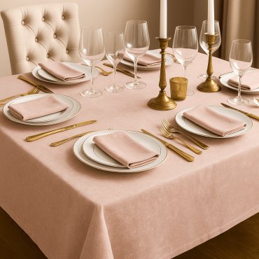 Plain Blush pink Fabric Tablecloth