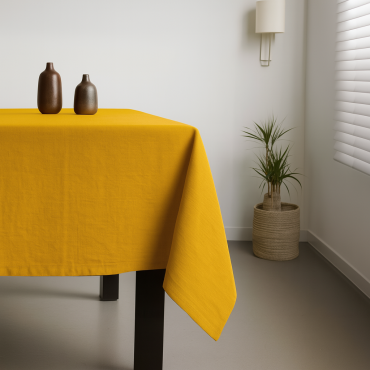100% Cotton Plain Mustard Lightweight Fabric Tablecloth