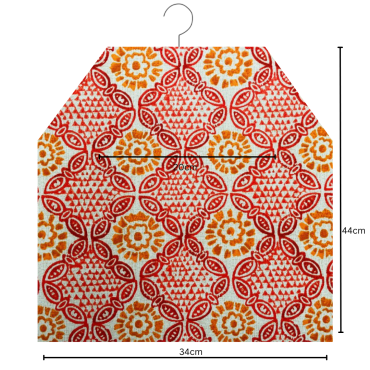 Burnt Orange and Red Mykonos Oilcloth Peg Bag 