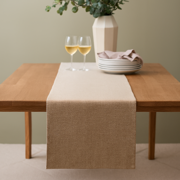 Plain Taupe 100% Cotton Fabric Table Runner