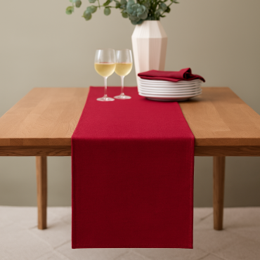 Plain Wine 100% Cotton Fabric Table Runner