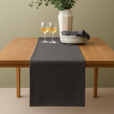 Plain Graphite 100% Cotton Fabric Table Runner