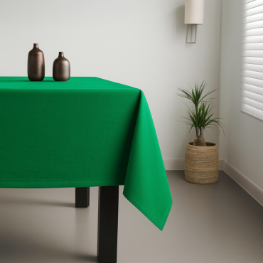 100% Cotton Plain Emerald Green Lightweight Fabric Tablecloth