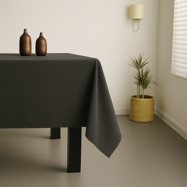 100% Cotton Plain Graphite Grey Lightweight Fabric Tablecloth