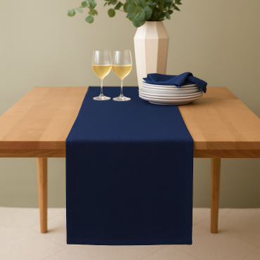 Plain Navy Blue 100% Cotton Fabric Table Runner