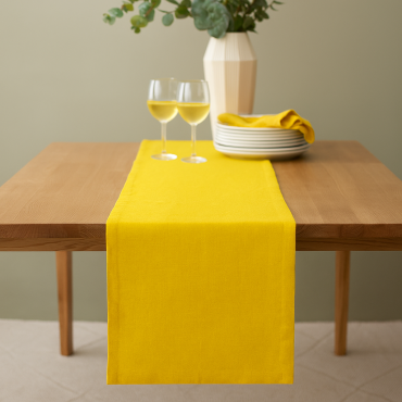 Plain Sunshine Yellow 100% Cotton Fabric Table Runner
