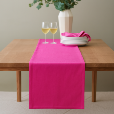 Plain Cerise Pink 100% Cotton Fabric Table Runner