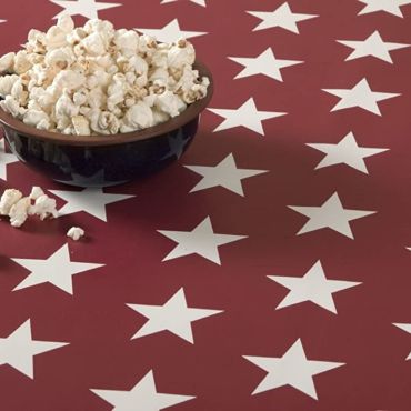 Red and White Large Star PVC Vinyl Wipe Clean Tablecloth