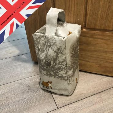 Beige Woodland Animals Matte Oilcloth Door Stop - Unfilled