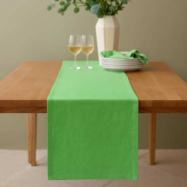 Plain Apple Green 100% Cotton Fabric Table Runner
