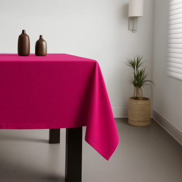 100% Cotton Plain Cerise Pink Lightweight Fabric Tablecloth