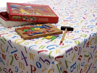 ABC Alphabet and Numbers Kids PVC Vinyl Wipe Clean Tablecloth