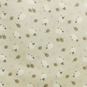 Beige Baa Baa Sheep Acrylic Wipe Clean Tablecloth