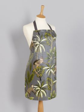 Smoke Grey Tropical Monkeys Adult or Child Oilcloth Wipe Clean Apron