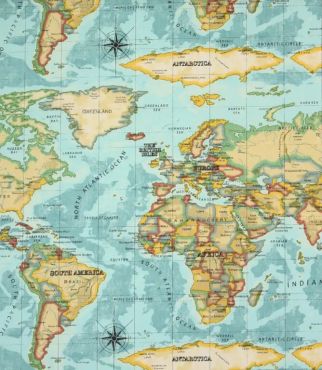 Azure Maps Oilcloth Wipe Clean Tablecloth