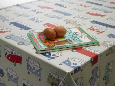 Blue Red Camper Van Oilcloth Tablecloth