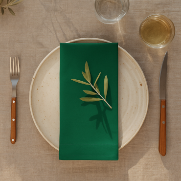 Plain Bottle Green 100% Fabric Napkin Set